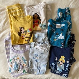 Hanna Andersson Size 120 Disney Pajamas LongJohns Frozen Moana Belle Cinderella
